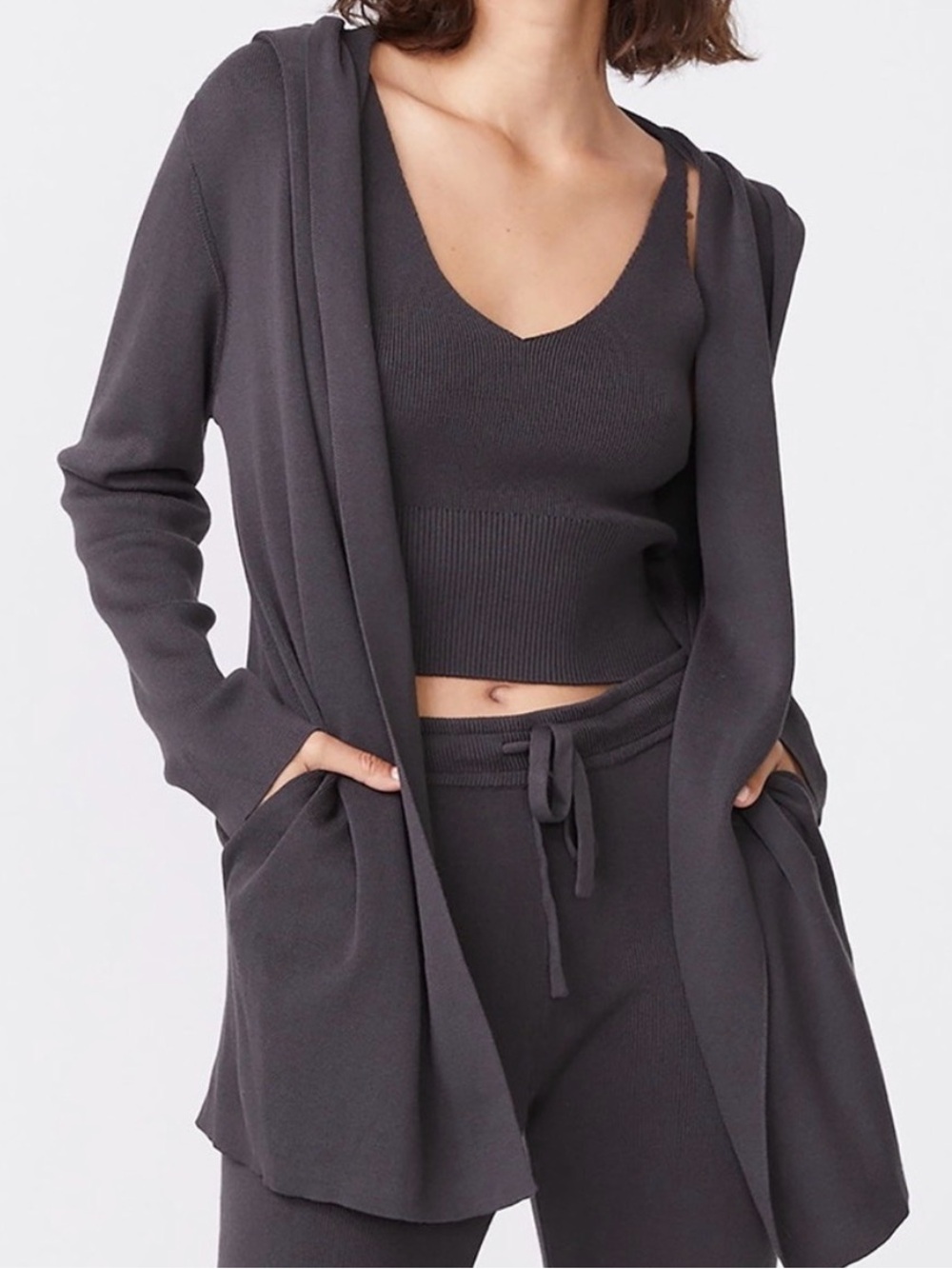 Monrow Grey Hooded Cardigan Sz. S